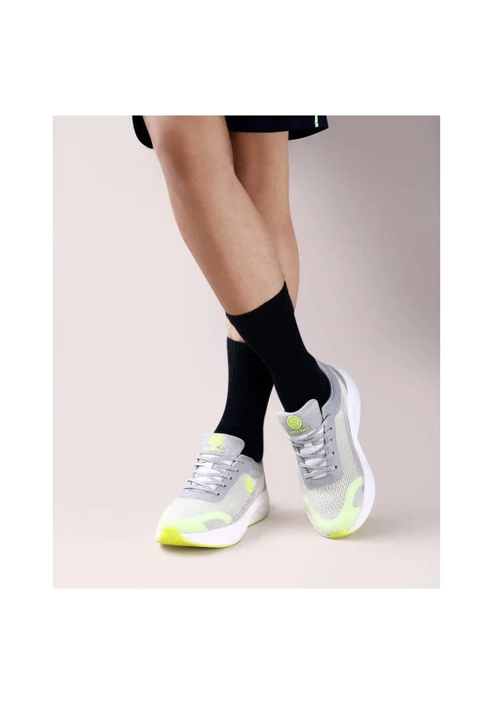 Bacca Bucci Grey and Neon Green Zippy Zest Flash Runners High-Performance Breathable Mesh Sports Shoes for Men | Best Price UAE